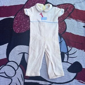 VINTAGE THOMAS YELLOW TERRY CLOTH GIRAFFE GRAPHIC PAJAMAS SIZE 24 MONTHS
